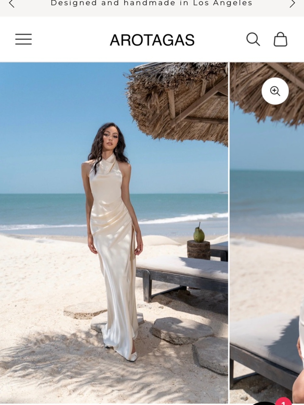 Arotagas Ivory Silk Halter Maxi Dress